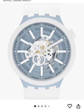 Swatch White and Light Blue Skeleton Dial Men's Watch
